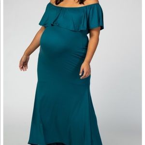Teal Mermaid Maternity Plus Photoshoot Gown